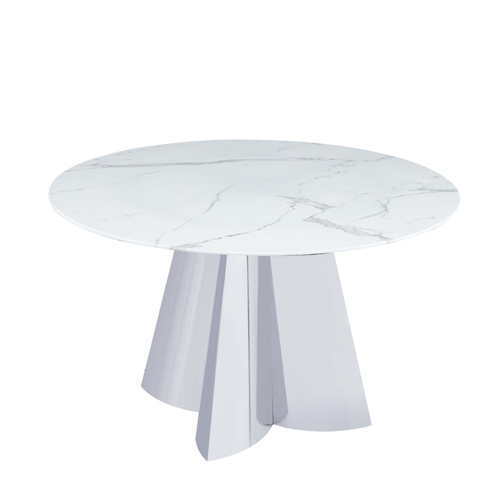 Table à manger CAPUCINE Chrome Marbre blanc - image 2