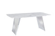 TABLE A MANGER GRAFFI PIED CHROME PLATEAU EN CERAMIQUE MARBRE BLANC180x90x75cm - image 2