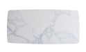TABLE A MANGER GRAFFI PIED CHROME PLATEAU EN CERAMIQUE MARBRE BLANC180x90x75cm - image 1