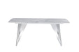 TABLE A MANGER GRAFFI PIED CHROME PLATEAU EN CERAMIQUE MARBRE BLANC180x90x75cm - image 3