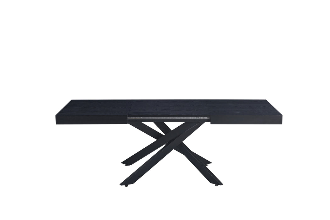 TABLE EXTENSIBLE A RALLONGE BALNI METAL NOIR BOIS NOIR 140/220X90cm - image 2