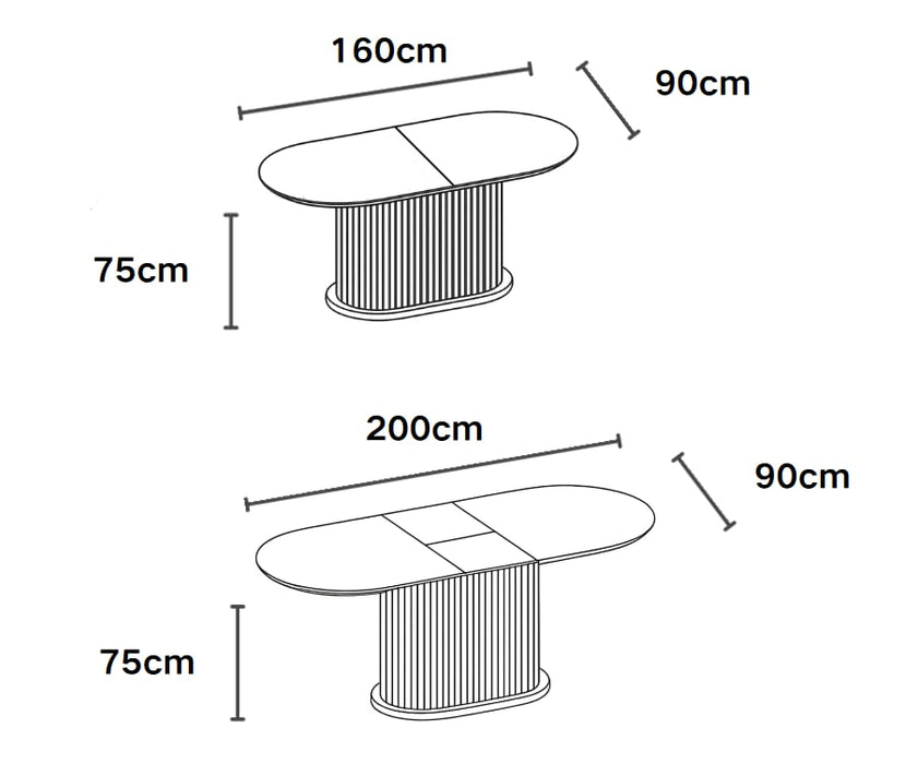 TABLE REPAS EXTENSIBLE LOKA PIED MDF EFFET NOYER PLATEAU MDF EFFET NOYER 160/200X90X75 - image 3