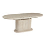TABLE REPAS EXTENSIBLE LOKA PIED MDF EFFET TRAVERTIN PLATEAU CERAMIQUE TRAVERTIN MAT 160/200X90X75