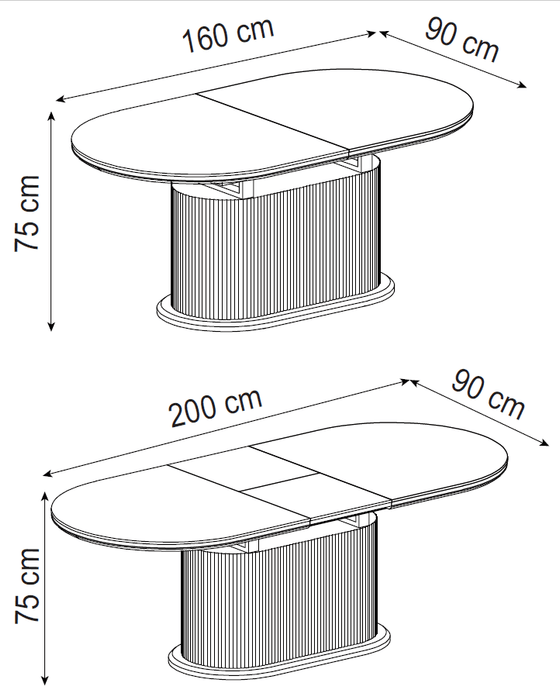 TABLE REPAS EXTENSIBLE LOKA PIED MDF EFFET TRAVERTIN PLATEAU CERAMIQUE TRAVERTIN MAT 160/200X90X75 - image 3