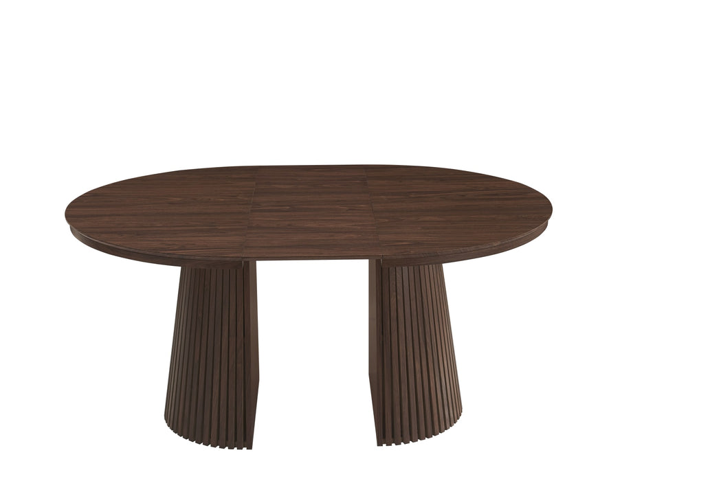 TABLE REPAS EXTENSIBLE AMBRE PIED MDF EFFET NOYER PLATEAU MDF EFFET NOYER 120/160/200X120X75