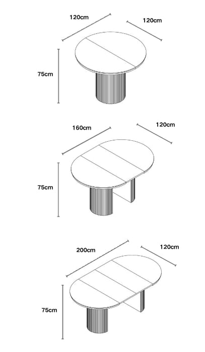 TABLE REPAS EXTENSIBLE AMBRE PIED MDF EFFET NOYER PLATEAU MDF EFFET NOYER 120/160/200X120X75