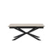 TABLE REPAS EXTENSIBLE NANA PIED METAL NOIR CERAMIQUE TRAVERTIN MAT 180/260x90x76cm