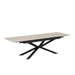 TABLE REPAS EXTENSIBLE NANA PIED METAL NOIR CERAMIQUE TRAVERTIN MAT 180/260x90x76cm