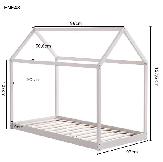 Lit cabane ROBINSON en bois 90x190 cm avec sommier intégré - image 2