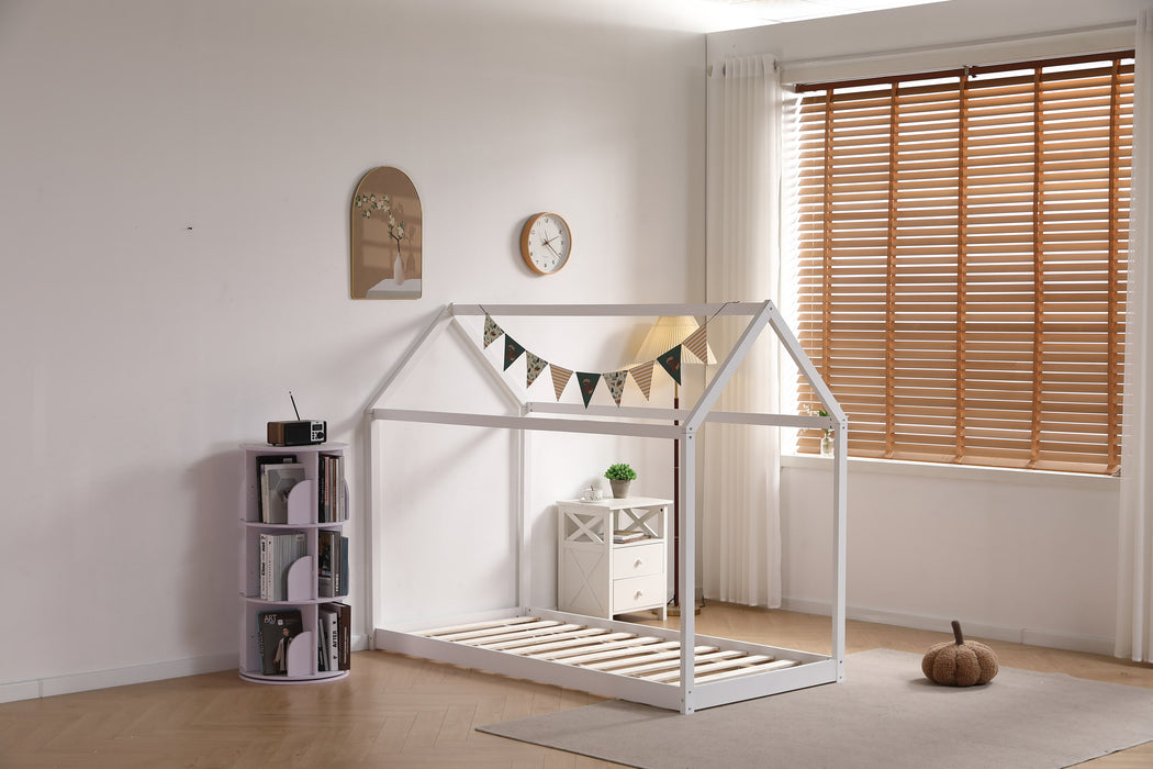 Lit cabane ROBINSON en bois 90x190 cm avec sommier intégré - image 4