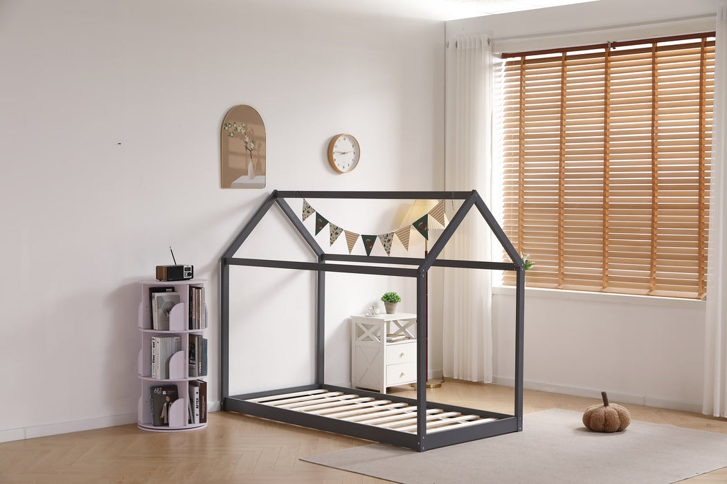 Lit cabane ROBINSON en bois 90x190 cm avec sommier intégré - image 3