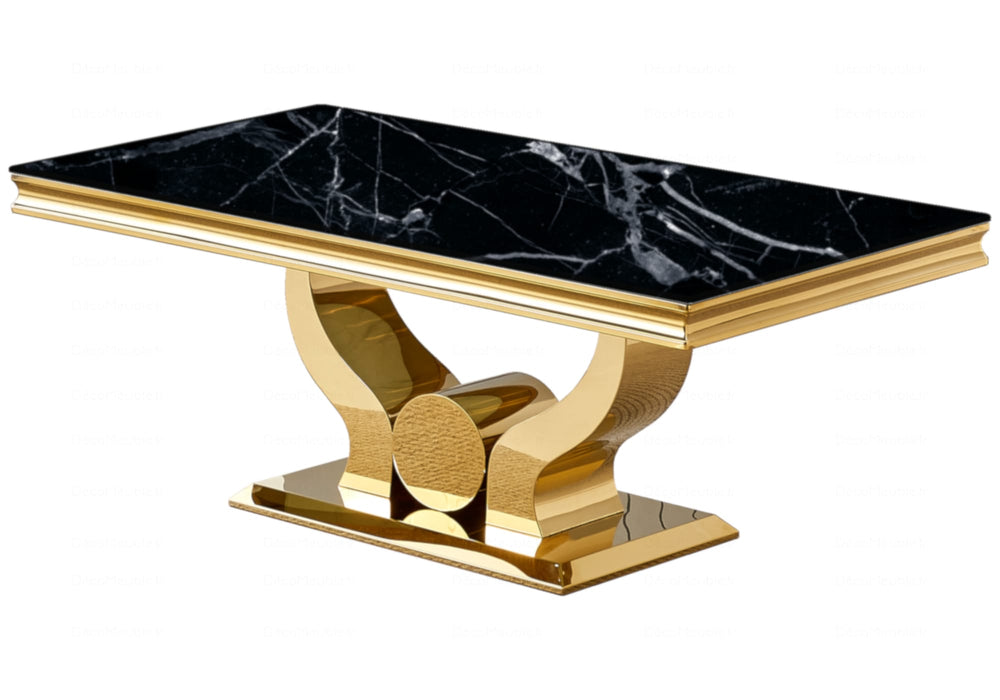 Table basse Trofy Gold et plateau en verre 120x70 cm - image 1