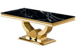 Table basse Trofy Gold et plateau en verre 120x70 cm - image 1