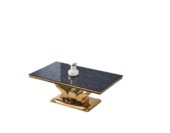Table basse Trofy Gold et plateau en verre 120x70 cm - image 2