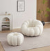 FAUTEUIL PERLE PIVOTANT EN TISSU DOUDOU BEIGE + POUF REPOSE PIED - image 4