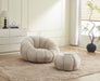 FAUTEUIL PERLE PIVOTANT EN VELOURS BEIGE + POUF REPOSE PIED - image 4