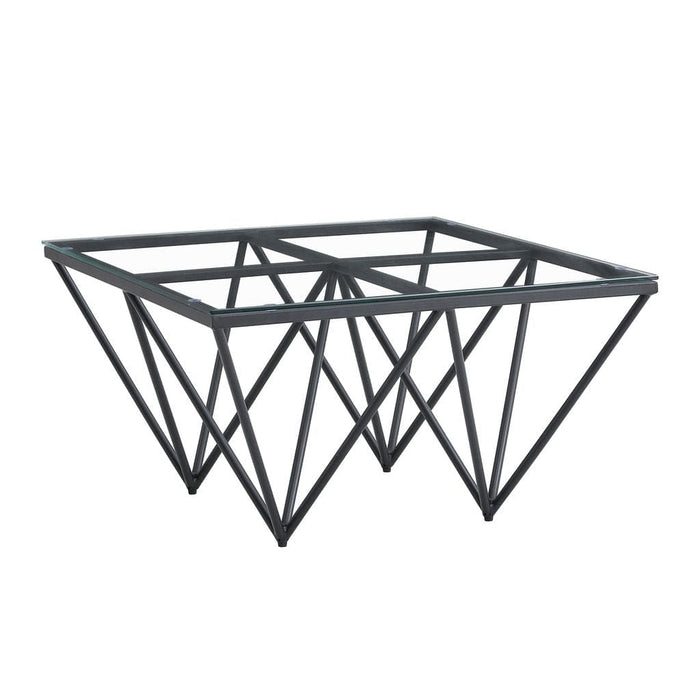 Table Basse carré GIZE pied métal noir et plateau en verre 80x80 cm - image 1