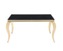 Table à manger BAROQUE 4 à 6 couverts pieds gold plateau en verre 150x90 cm noir