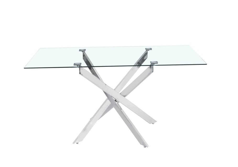 TABLE REPAS JESSICA RECTANGLE CHROME VERRE TRANSPARENT 150x90cm - image 1