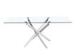 Table Repas JESSICA XXL Chrome et plateau en verre 180 cm 6 à 8 couverts