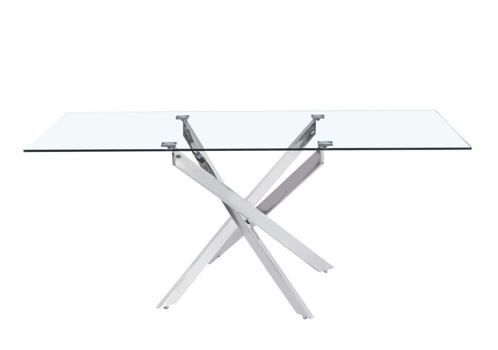 Table Repas JESSICA XXL Chrome et plateau en verre 180 cm 6 à 8 couverts - image 3