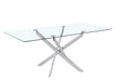 Table Repas JESSICA XXL Chrome et plateau en verre 180 cm 6 à 8 couverts