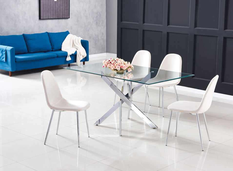 TABLE REPAS JESSICA RECTANGLE CHROME VERRE TRANSPARENT 150x90cm - image 3