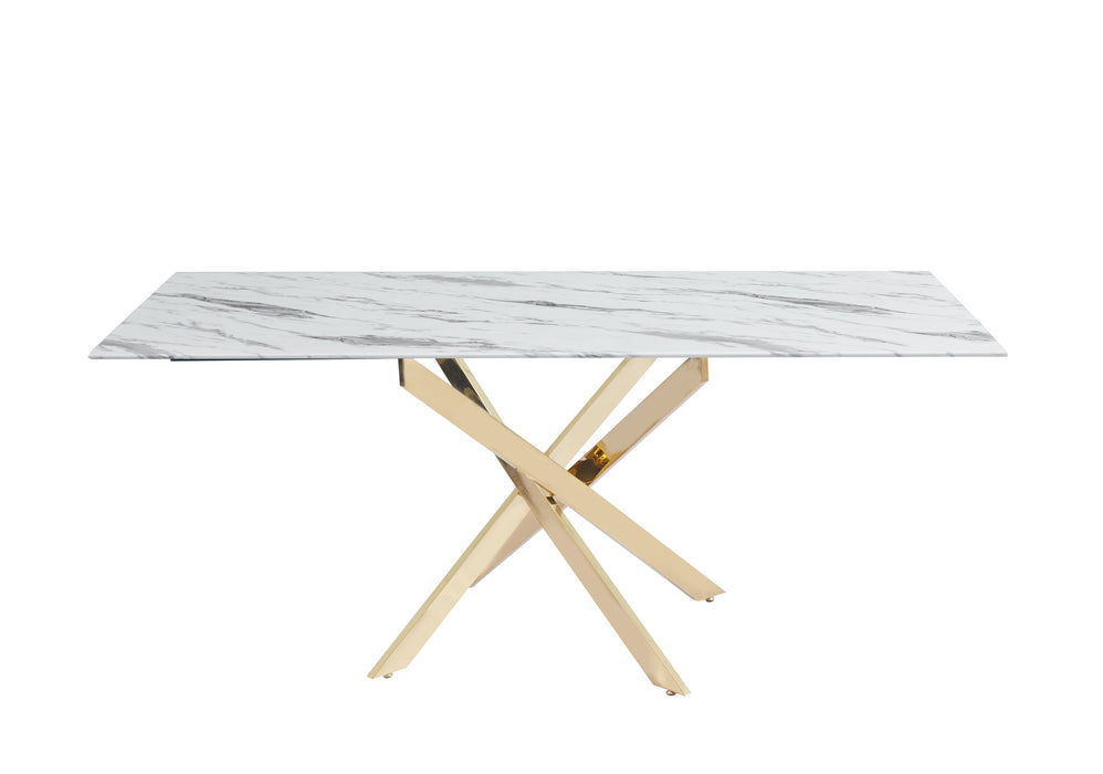 Table Repas JESSICA XXL Gold et plateau en verre 180 cm 6 à 8 couverts - image 2