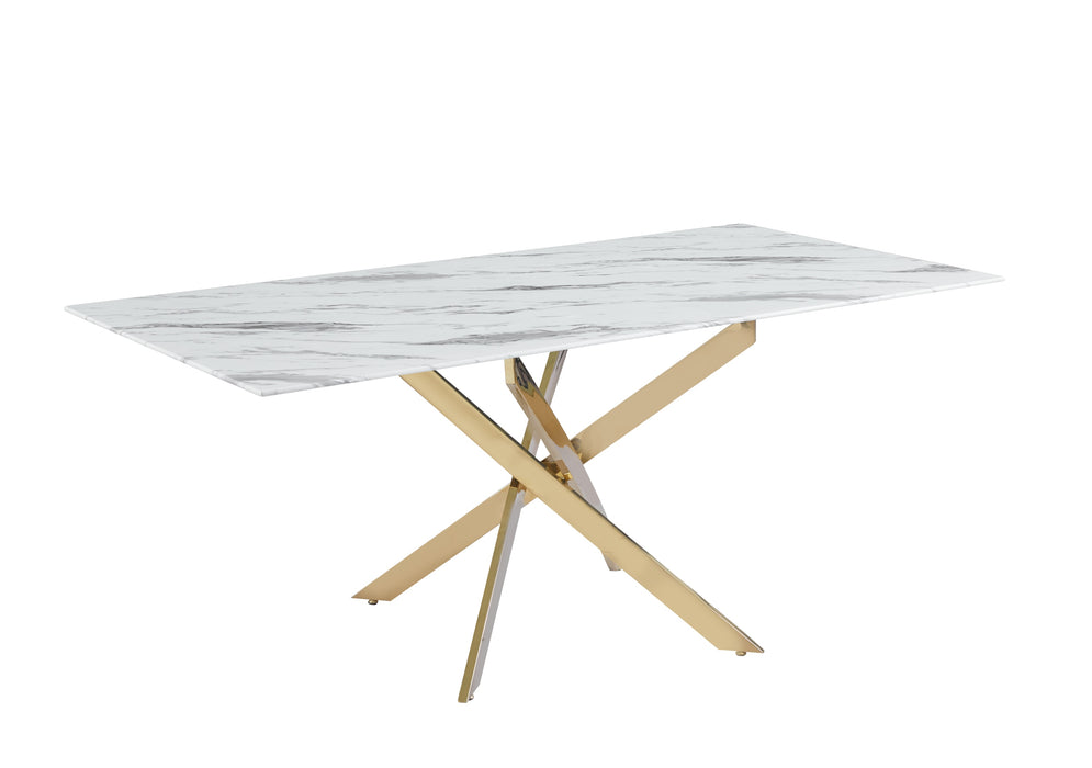 Table Repas JESSICA XXL Gold et plateau en verre 180 cm 6 à 8 couverts - image 3