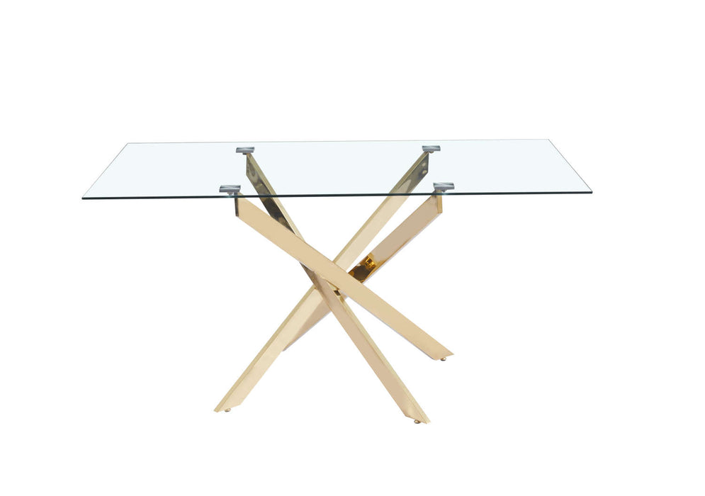 Table Repas JESSICA XXL Gold et plateau en verre 180 cm 6 à 8 couverts - image 2