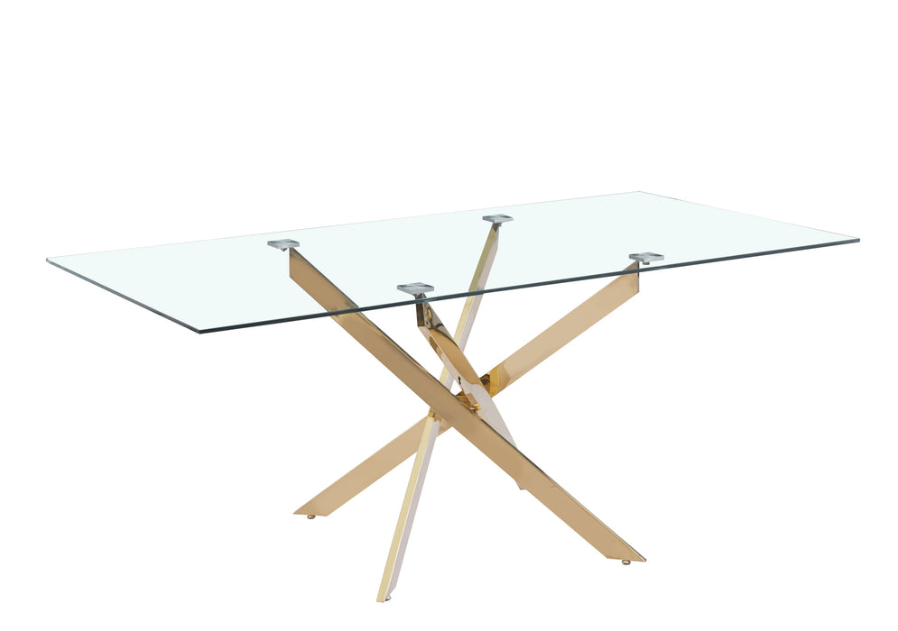 Table Repas JESSICA XXL Gold et plateau en verre 180 cm 6 à 8 couverts - image 3