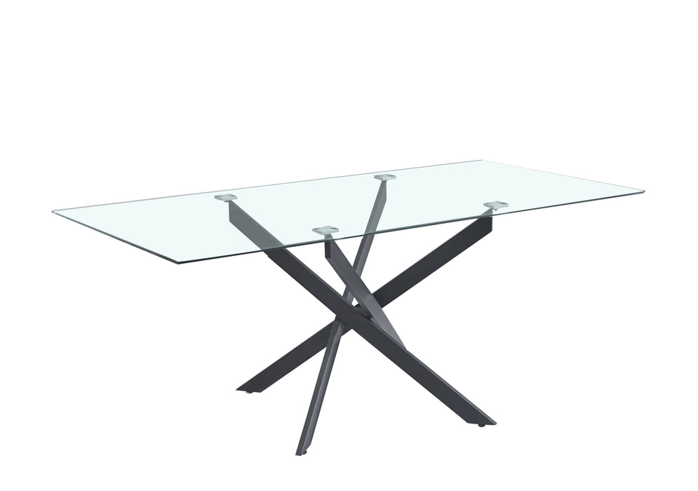 Table Repas JESSICA XXL Métal noir et plateau en verre 180 cm 6 à 8 couverts - image 3