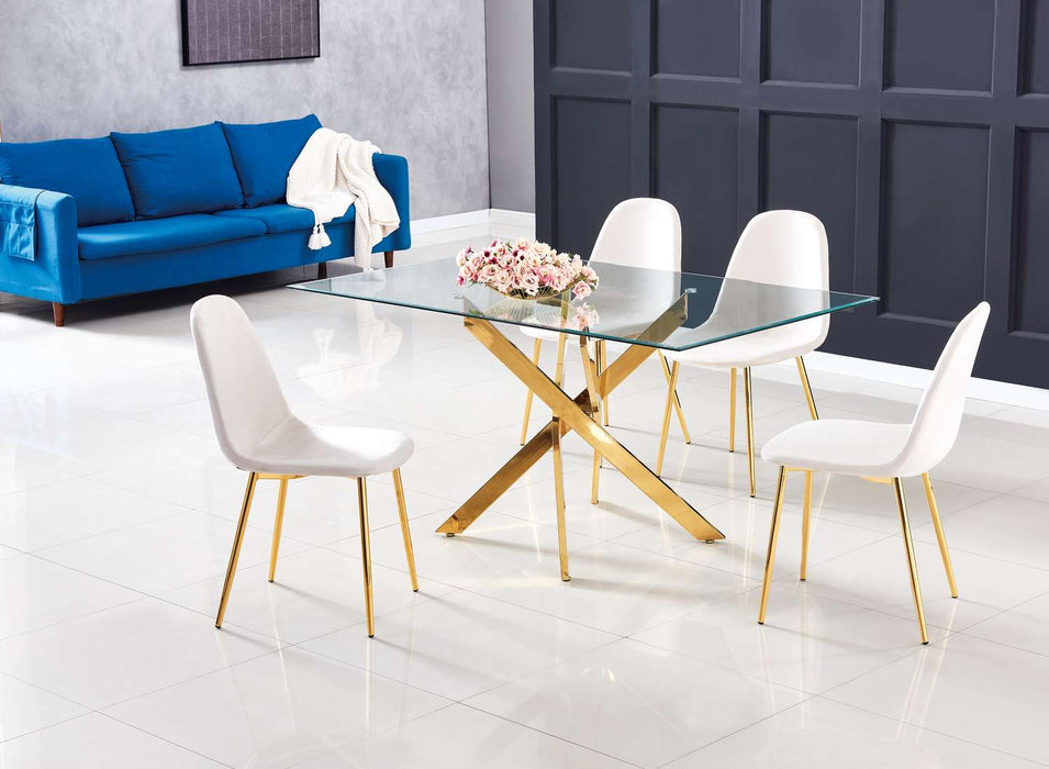 Table Repas JESSICA XXL Gold et plateau en verre 180 cm 6 à 8 couverts - image 1