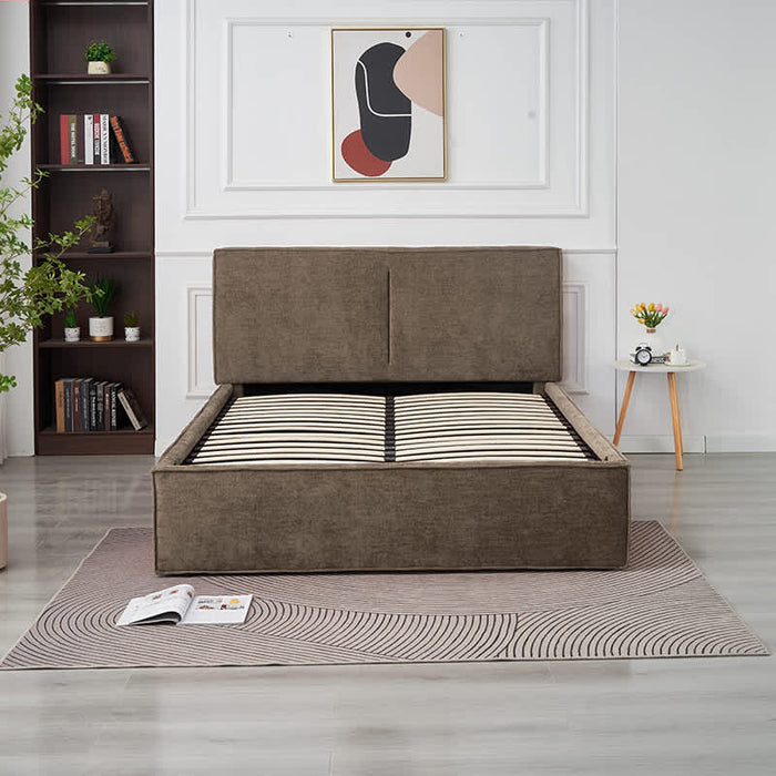LIT DOUBLE COFFRE OLIVIA CHENILLE MOKA 140X190CM - image 1
