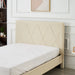 LIT DOUBLE SQUARE PIED BOIS SIMILICUIR BEIGE 160X200CM - image 4