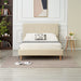 LIT DOUBLE SQUARE PIED BOIS SIMILICUIR BEIGE 160X200CM - image 5