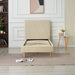 LIT SIMPLE SQUARE PIED BOIS SIMILICUIR BEIGE 90X190CM - image 1