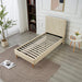 LIT SIMPLE SQUARE PIED BOIS SIMILICUIR BEIGE 90X190CM - image 2