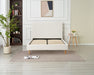 LIT DOUBLE SQUARE PIED BOIS SIMILICUIR BLANC 160X200CM - image 1