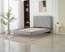 LIT DOUBLE SQUARE PIED BOIS SIMILICUIR GRIS 140X190CM - image 2