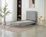 LIT SIMPLE SQUARE PIED BOIS SIMILICUIR GRIS 90X190CM