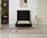 LIT SIMPLE SQUARE PIED BOIS SIMILICUIR NOIR 90X190CM - image 1