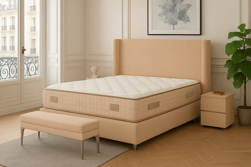 LIT COFFRE COCO BOX VELOURS BEIGE 140X190CM