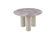 TABLE REPAS ANAÏS PIEDS BEIGE PLATEAU CERAMIQUE MARBRE GRIS 120CM - image 2