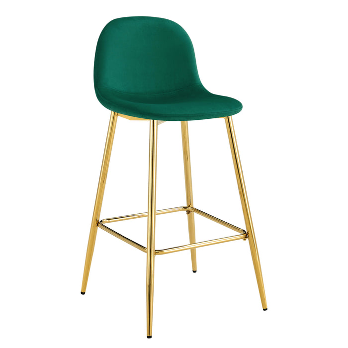 TABOURET DE BAR SCANDINAVE PIED GOLD VELOURS VERT SAPIN - image 1