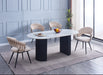 TABLE A MANGER ANNA PIED NOIR PLATEAU EN CERAMIQUE MARBRE GRIS