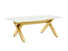 Table à manger IXE gold XXL plateau marbre blanc 180 cm