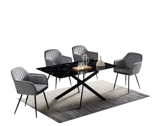 Table Repas JESSICA XXL Métal noir et plateau en verre 180 cm 6 à 8 couverts - image 3