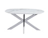 TABLE REPAS MANON PIED CHROME PLATEAU CERAMIQUE MARBRE BLANC 150x90cm - image 1