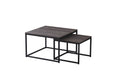 TABLE BASSE BELGRADE PIED METAL NOIR BOIS GRIS 70X70X46 / 50X50X40CM - image 3